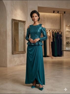 Grace Karin Teal Sequin Party Dress
